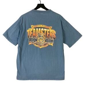 Vintage Teamsters Local 385 Union Pride T-Shirt‎ Men's M Blue Graphic Crew Neck
